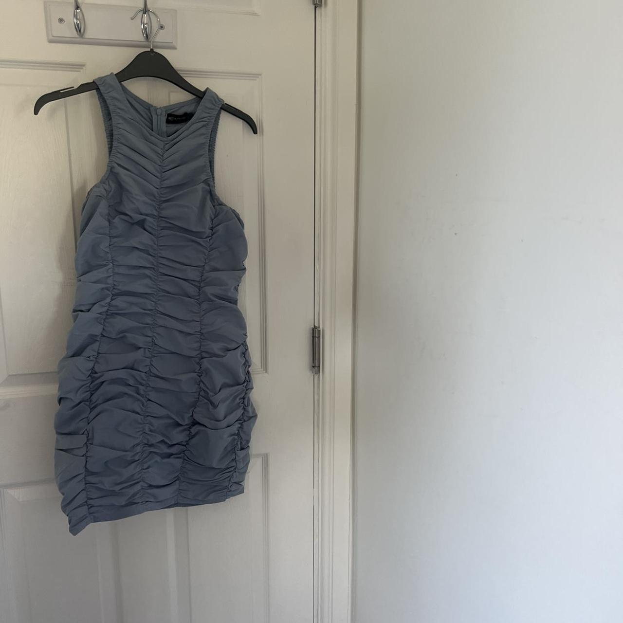 Gorgeous baby blue coloured mini ruched dress from... - Depop