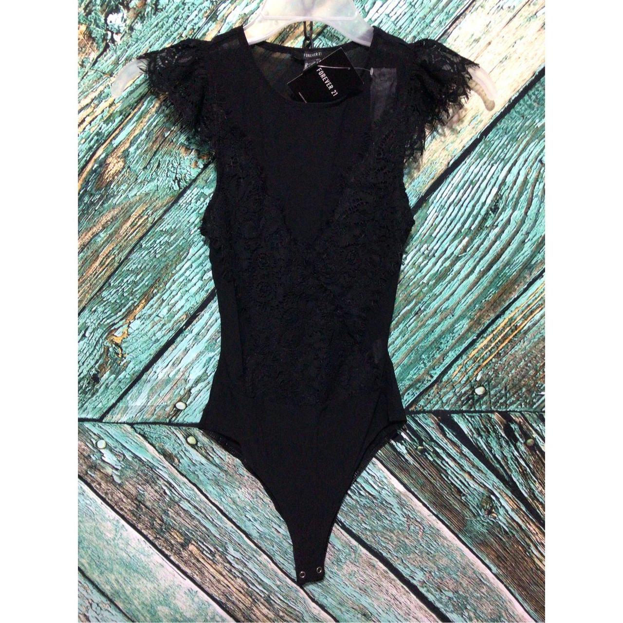 Forever 21 Women's Black Bodysuit Depop