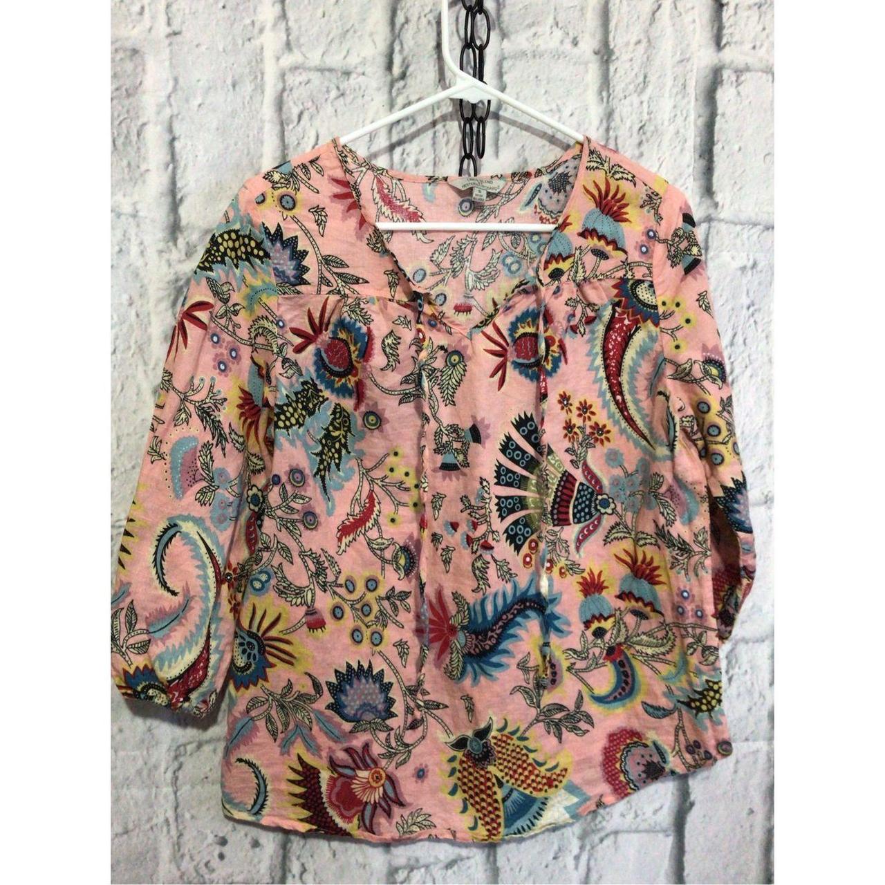 Hester & Orchard Linen Blend Top Pink Background... - Depop