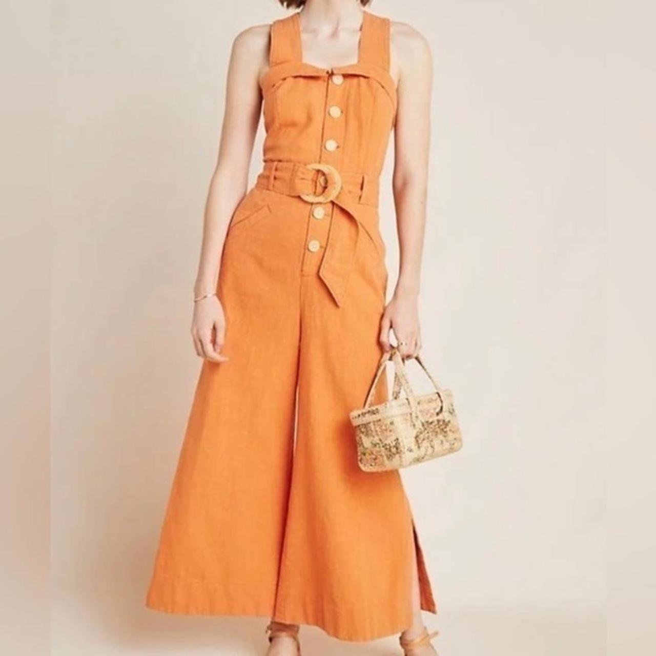 Anthropologie store orange jumpsuit