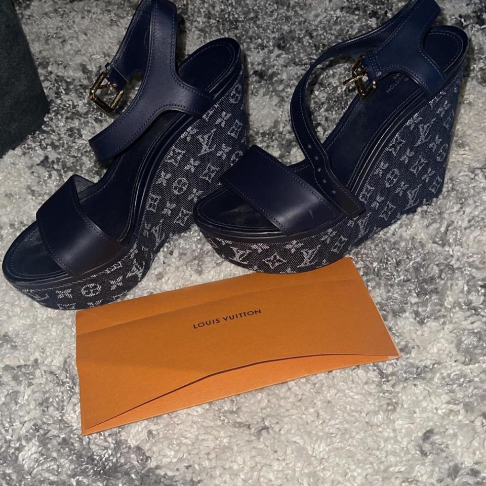 Louis Vuitton denim edition wedge heels - Depop