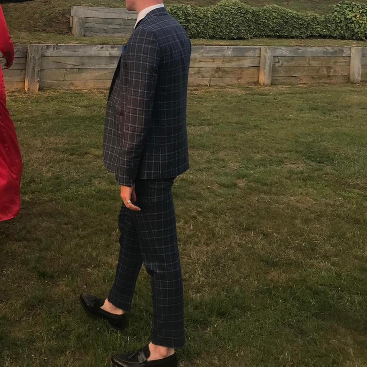 River Island Men's Blue and Navy Suit Depop