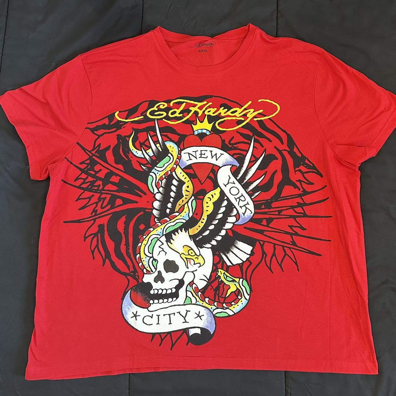 Ed Hardy shirt -Size tags says XXL fits like a... - Depop