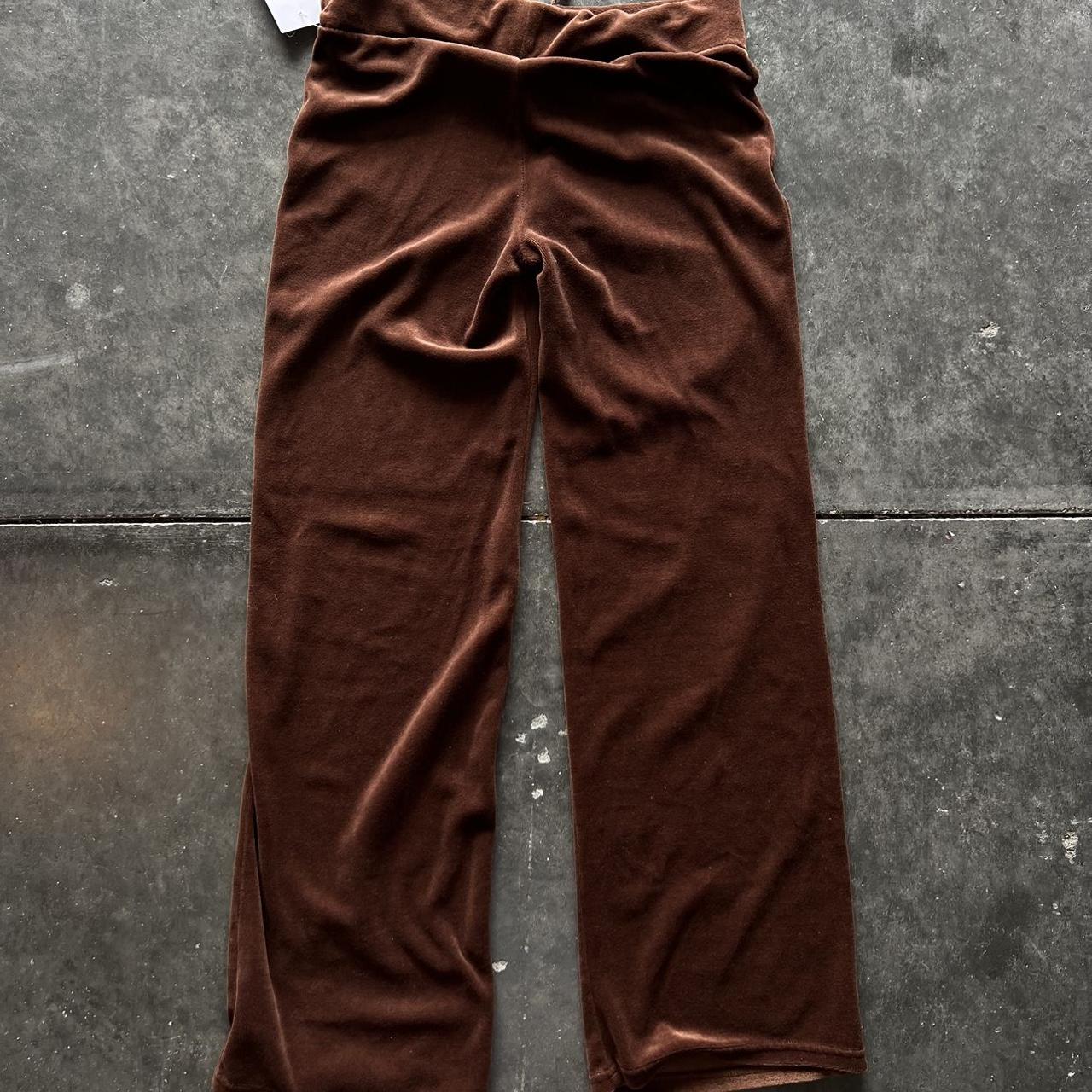 Velour Track Pants fredericks of hollywood brown - Depop