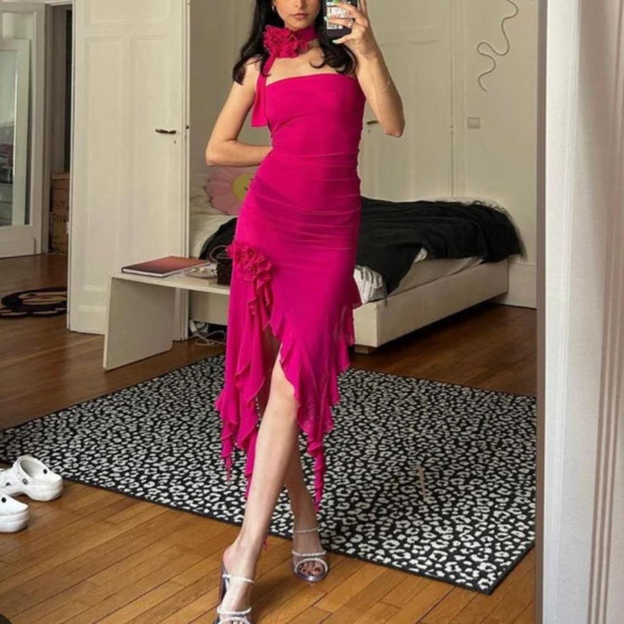 Fanci Club The Crime Dress in Hot Pink Size... Depop