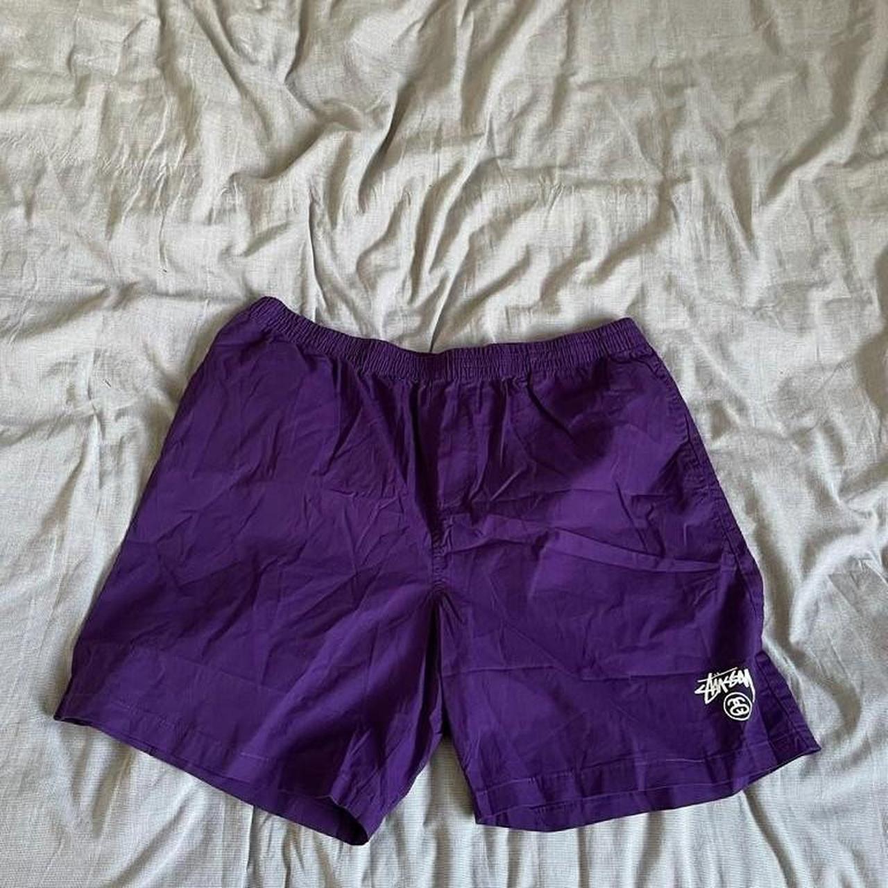 Purple 💜 stussy shorts Never been worn Size large... - Depop