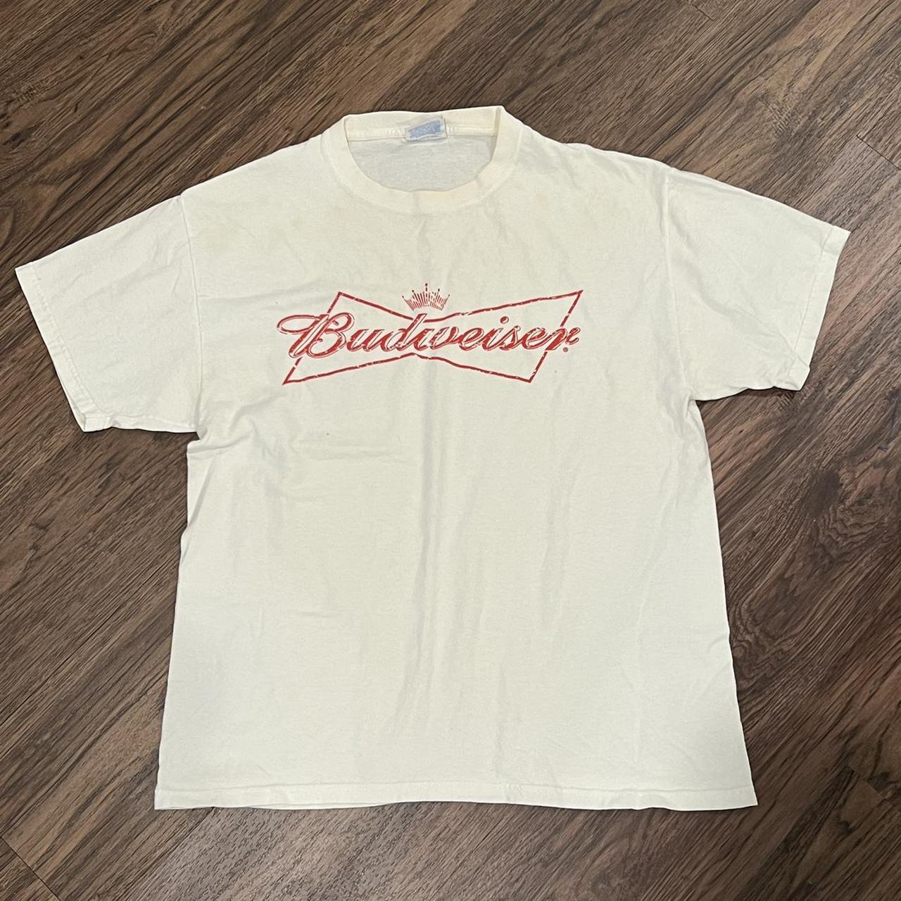Budweiser Men's White and Red T-shirt