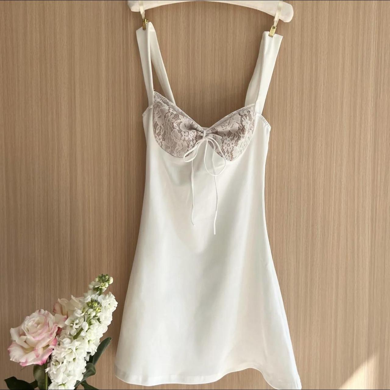 White Lace Mini Dress Size S Never born!!! Selling... - Depop
