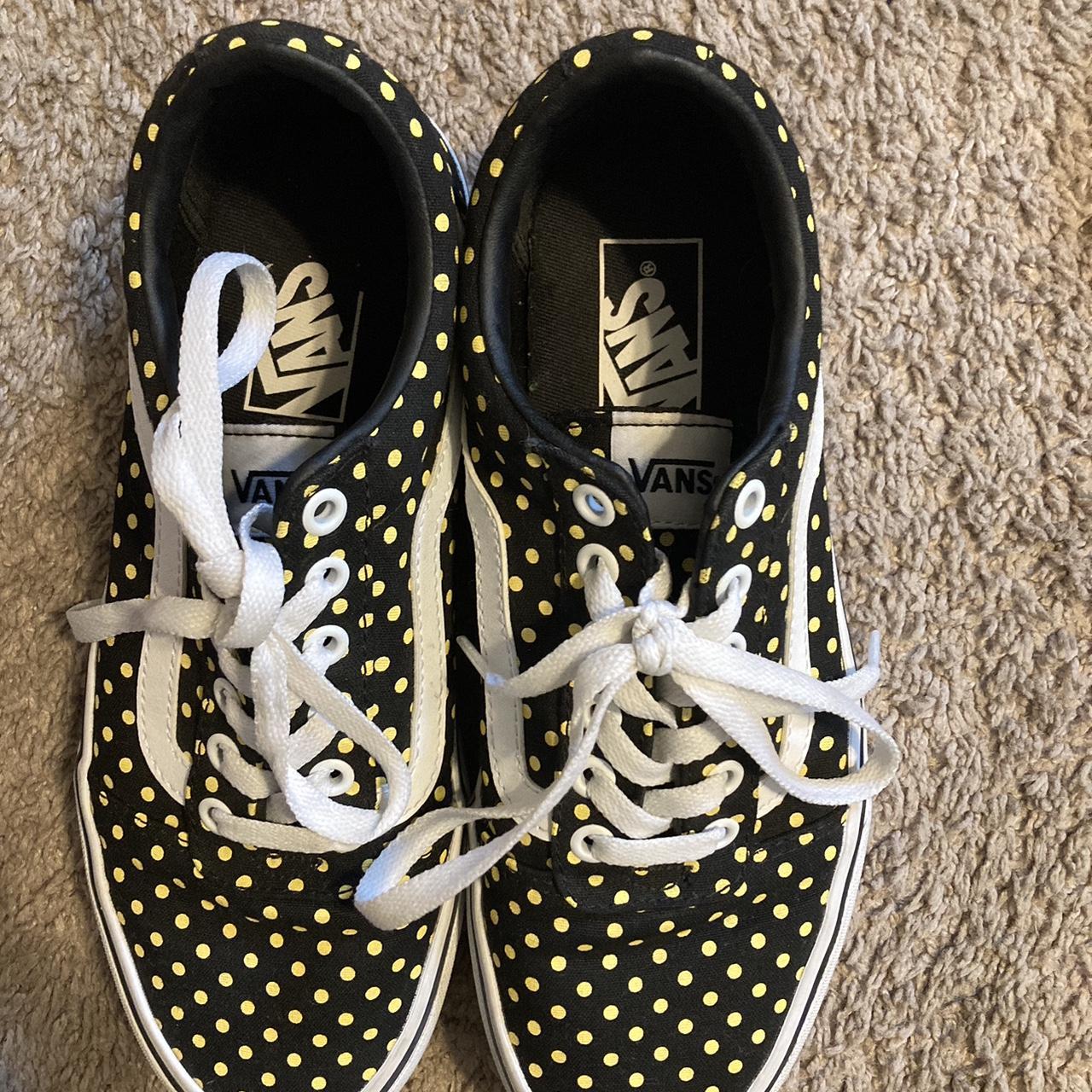 black vans with yellow polka dots size Depop