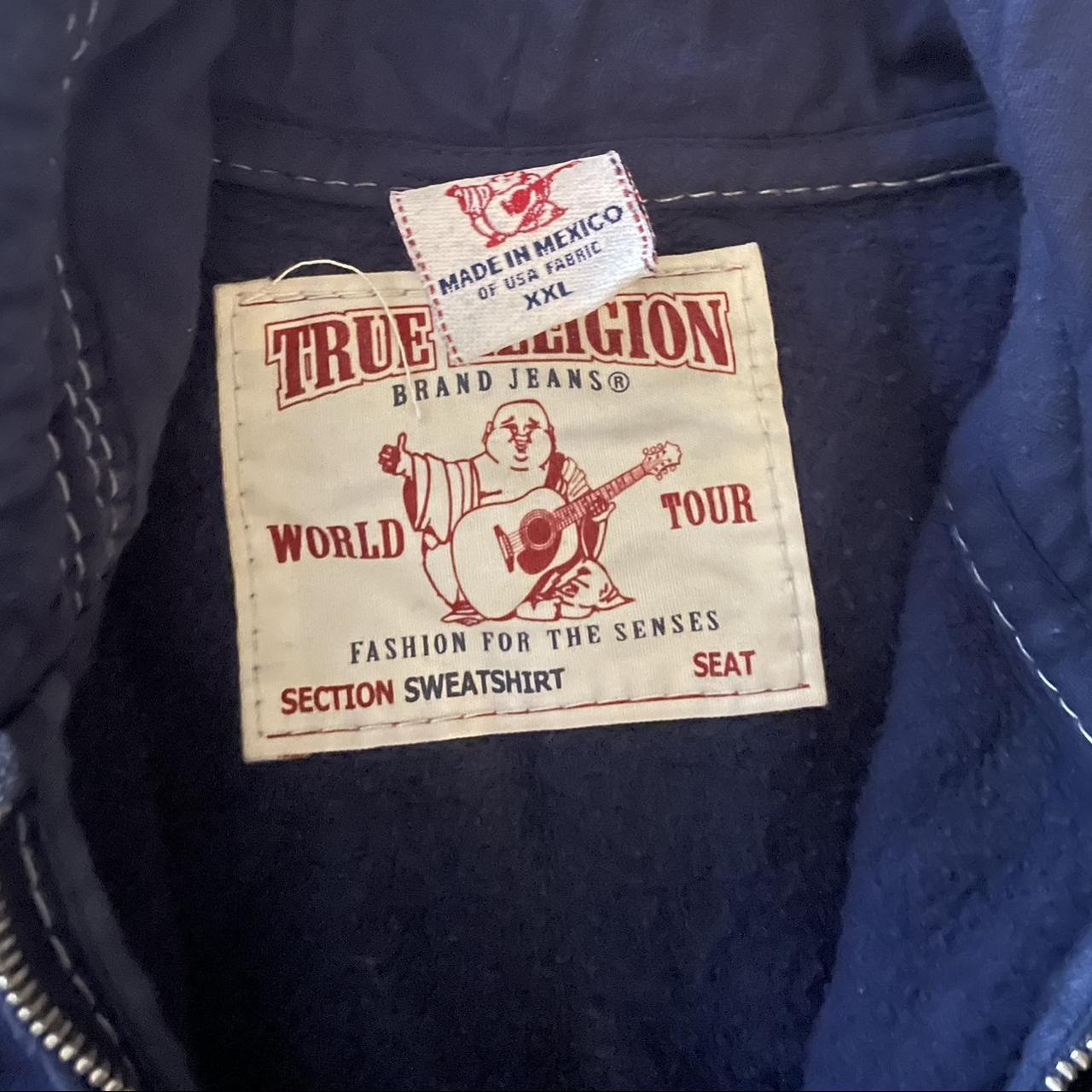 True Religion Men's Navy Hoodie | Depop