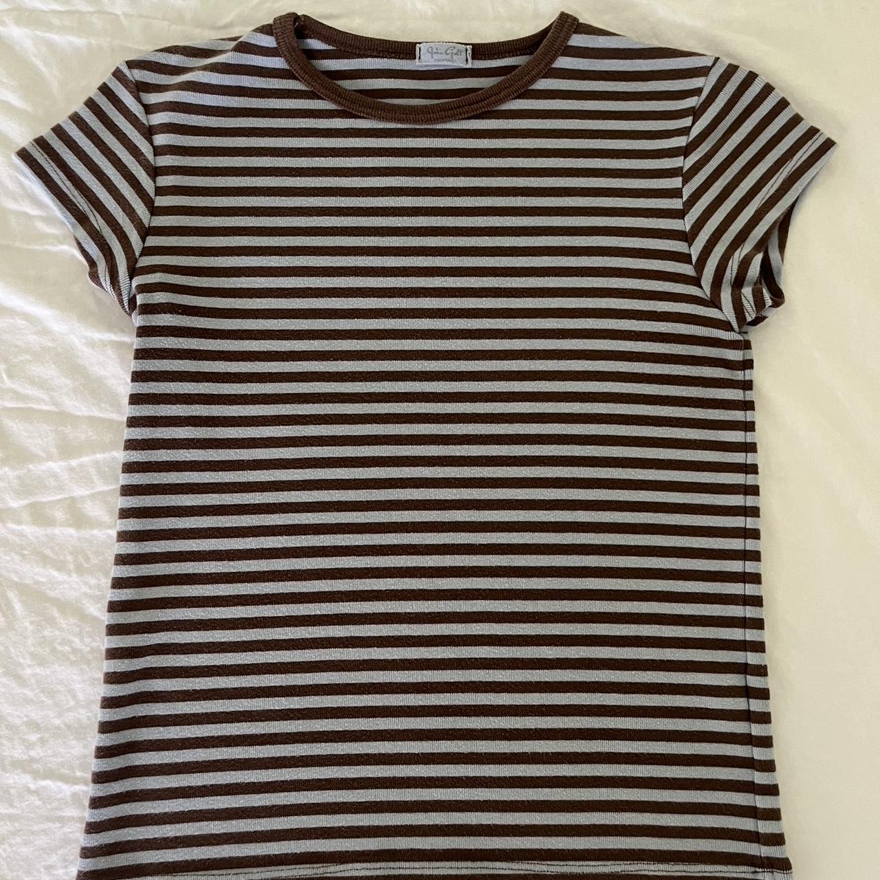 John Galt blue and brown basic tee ⭐️ fits small... - Depop