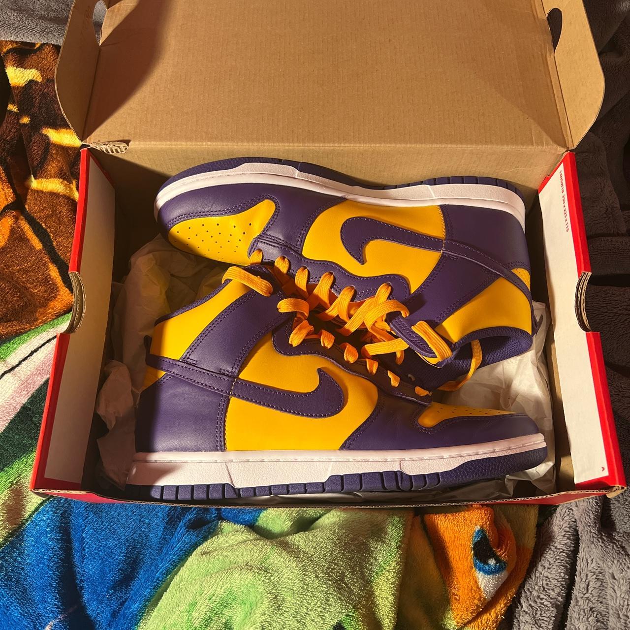 Nike Men's Purple and Yellow Trainers | Depop