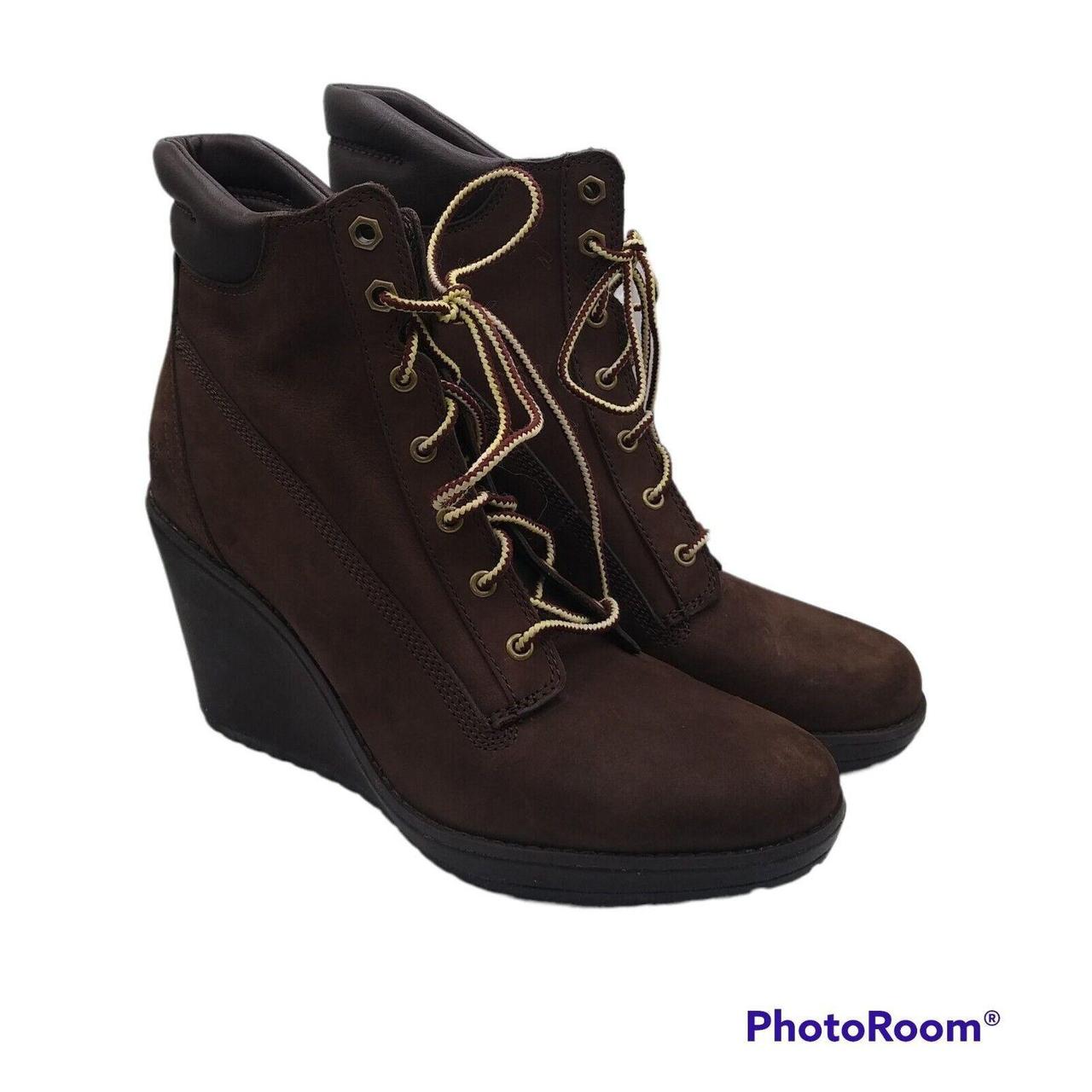 Women's black timberland wedge 2024 boots