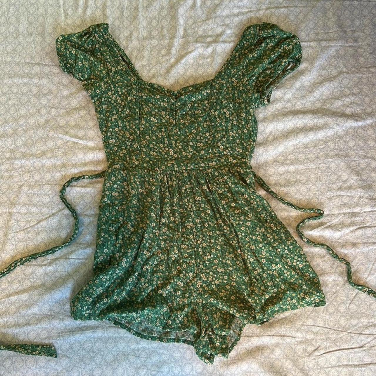american eagle green floral romper americaneagle... Depop