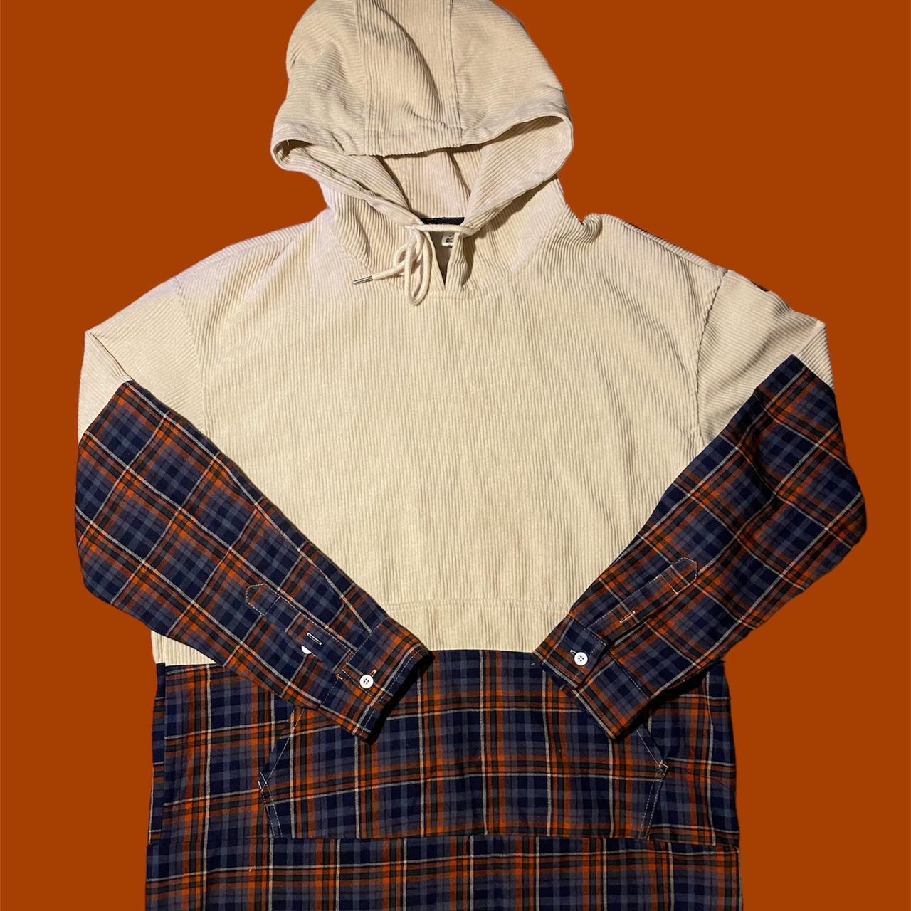 Corduroy and Flannel hoodie Very cool Size... - Depop