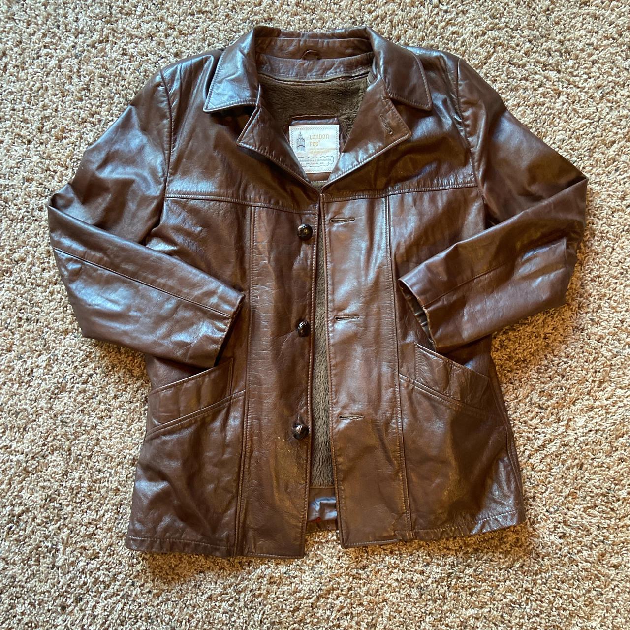 London Fog Brown hotsell Leather Jacket