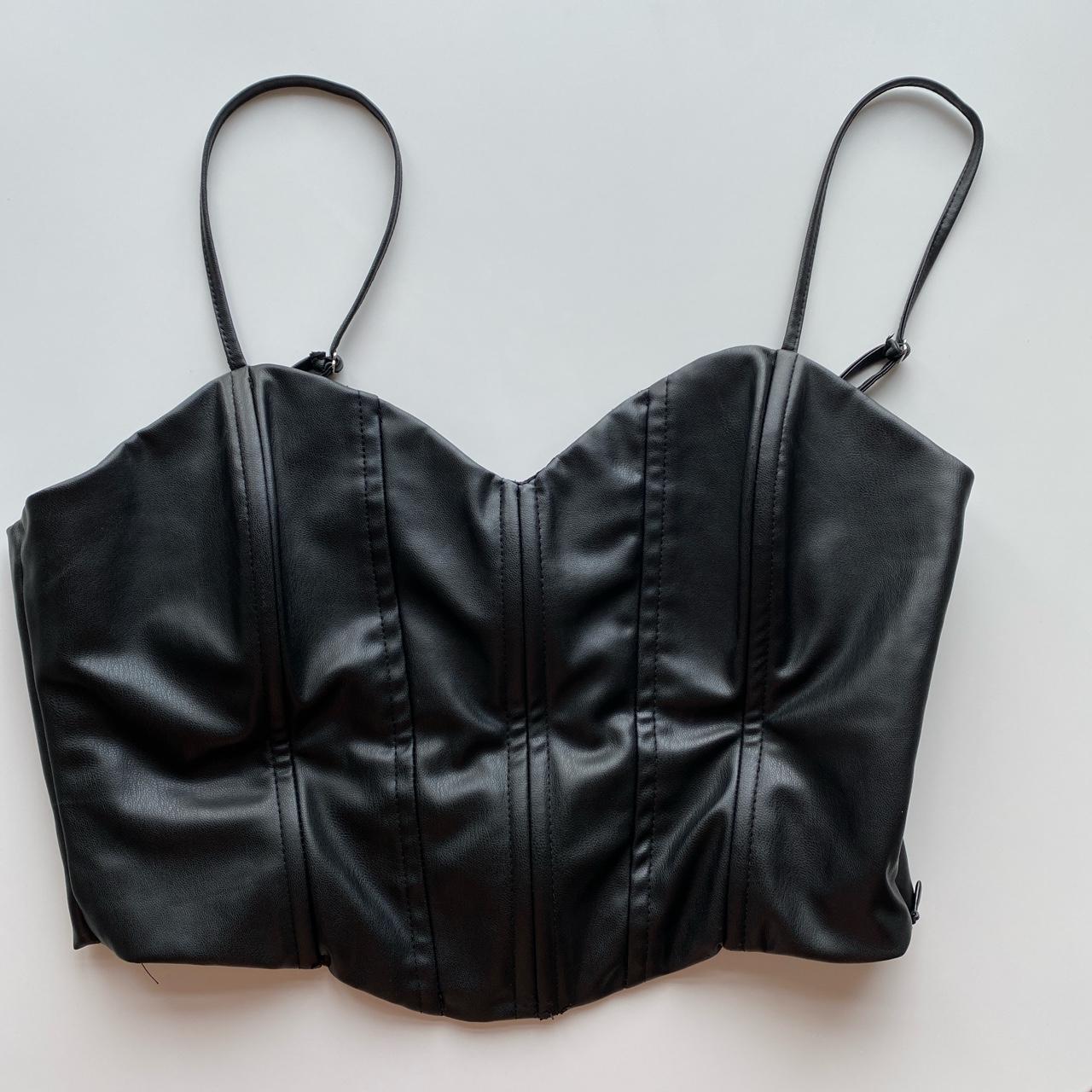 Perfect going out top. leather corset crop top from