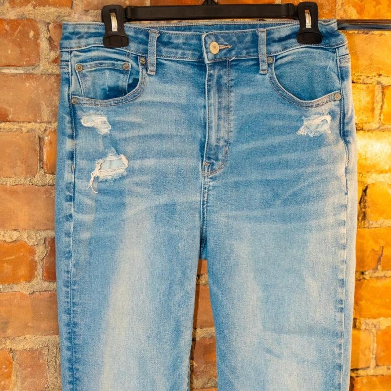 American Eagle Light Wash Distressed Jeans - Depop