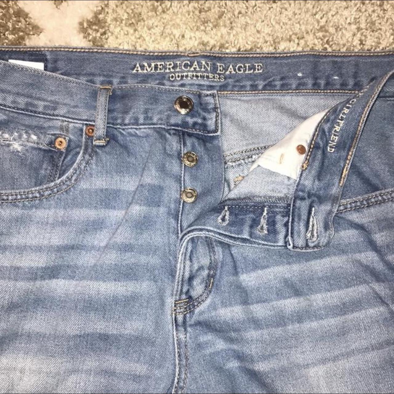 American Eagle Hi-Rise Girlfriend Denim Jeans Size... - Depop