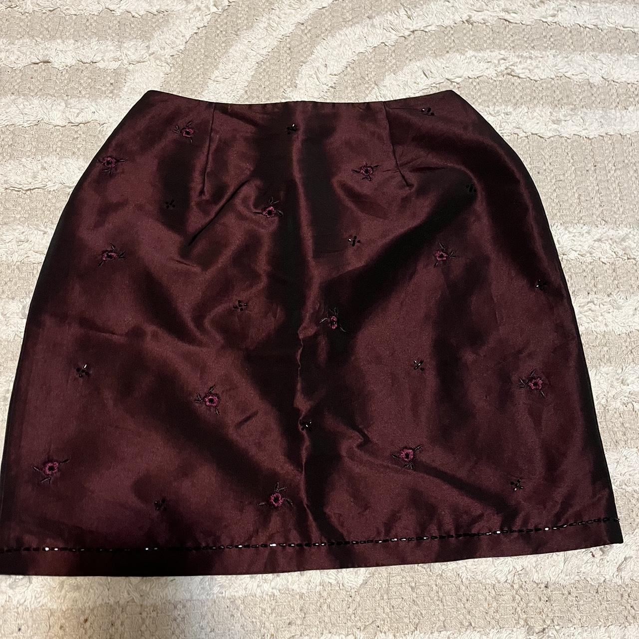 Ann Taylor Women's Burgundy Skirt | Depop