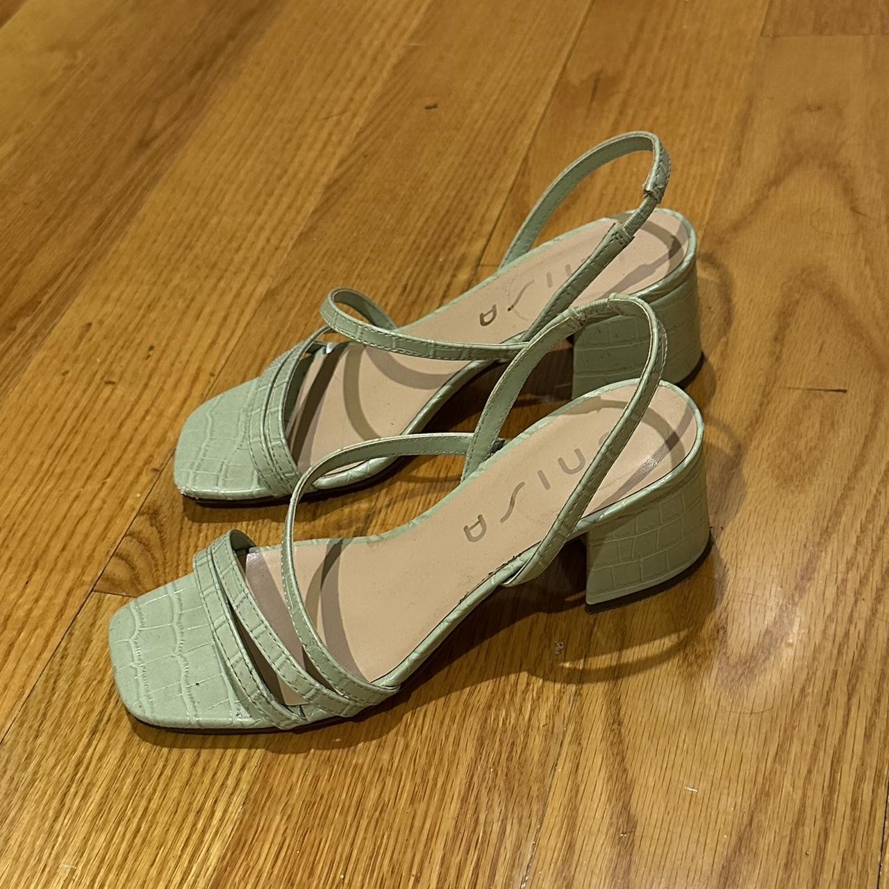 unisa mint green kitten heels chunky/block... Depop
