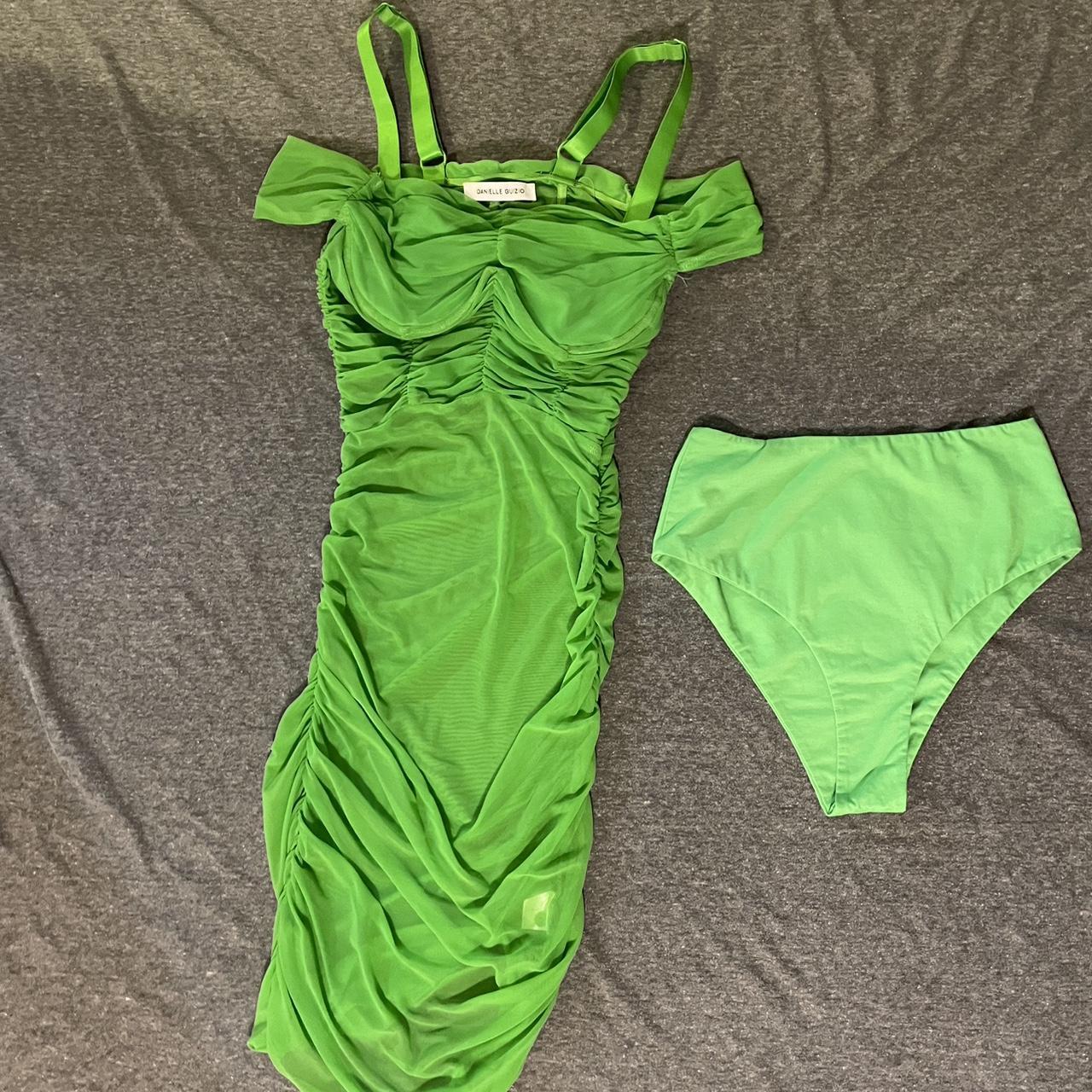 Danielle Guizio Women's Green Dress | Depop