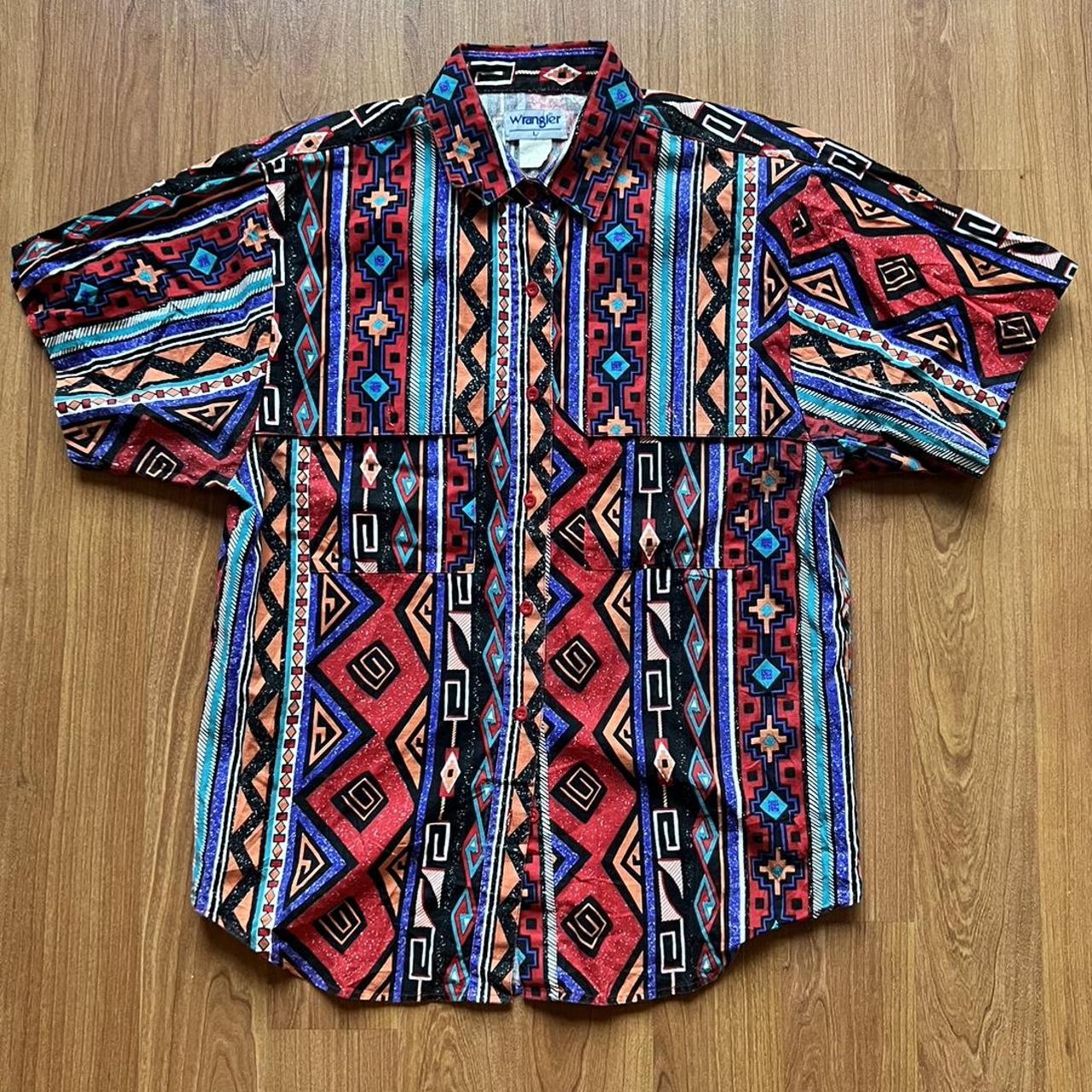 Vintage Wrangler button up shirt Size L Great... - Depop