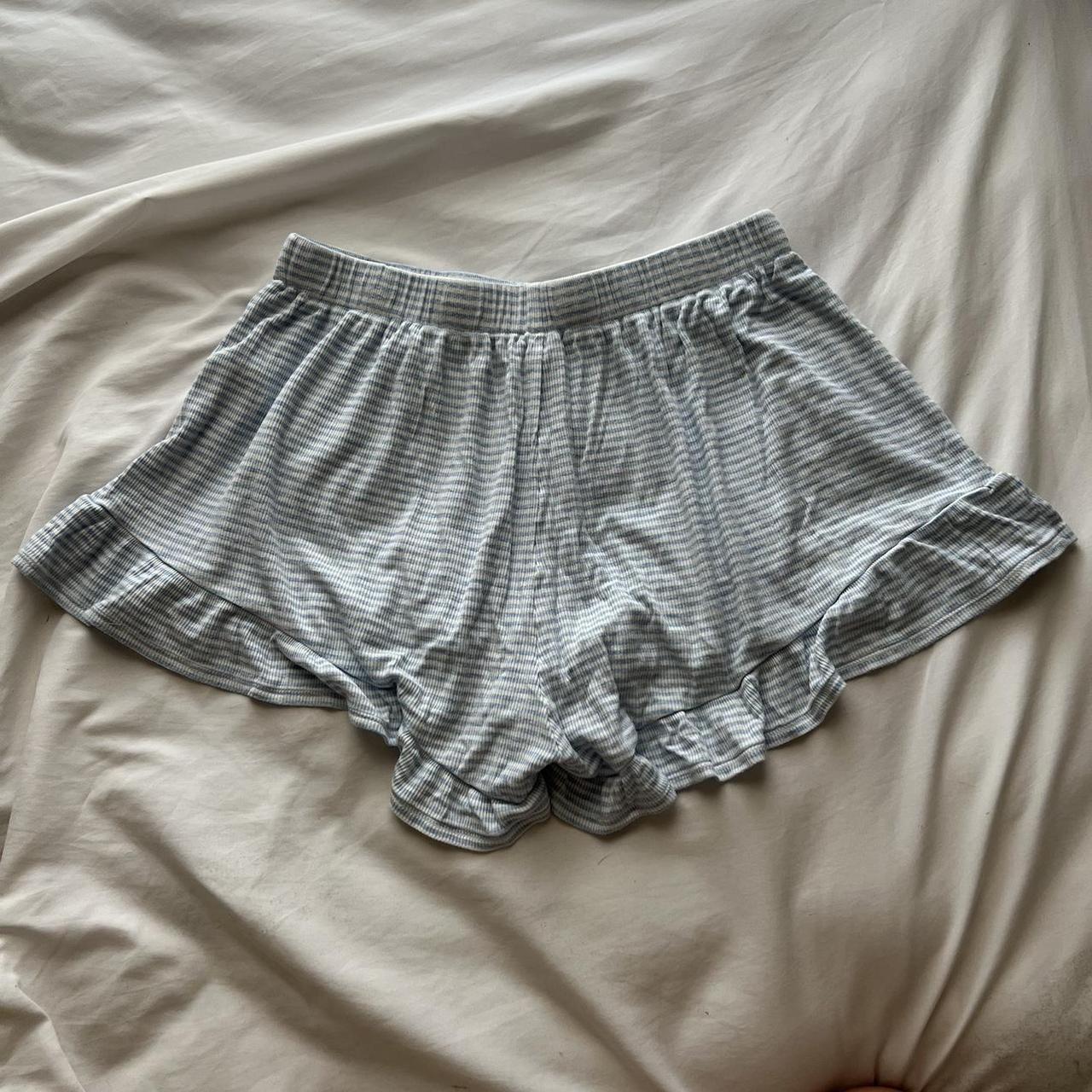 J.Crew Striped Ruffle Bottom Lounge Sleep Shorts.... Depop