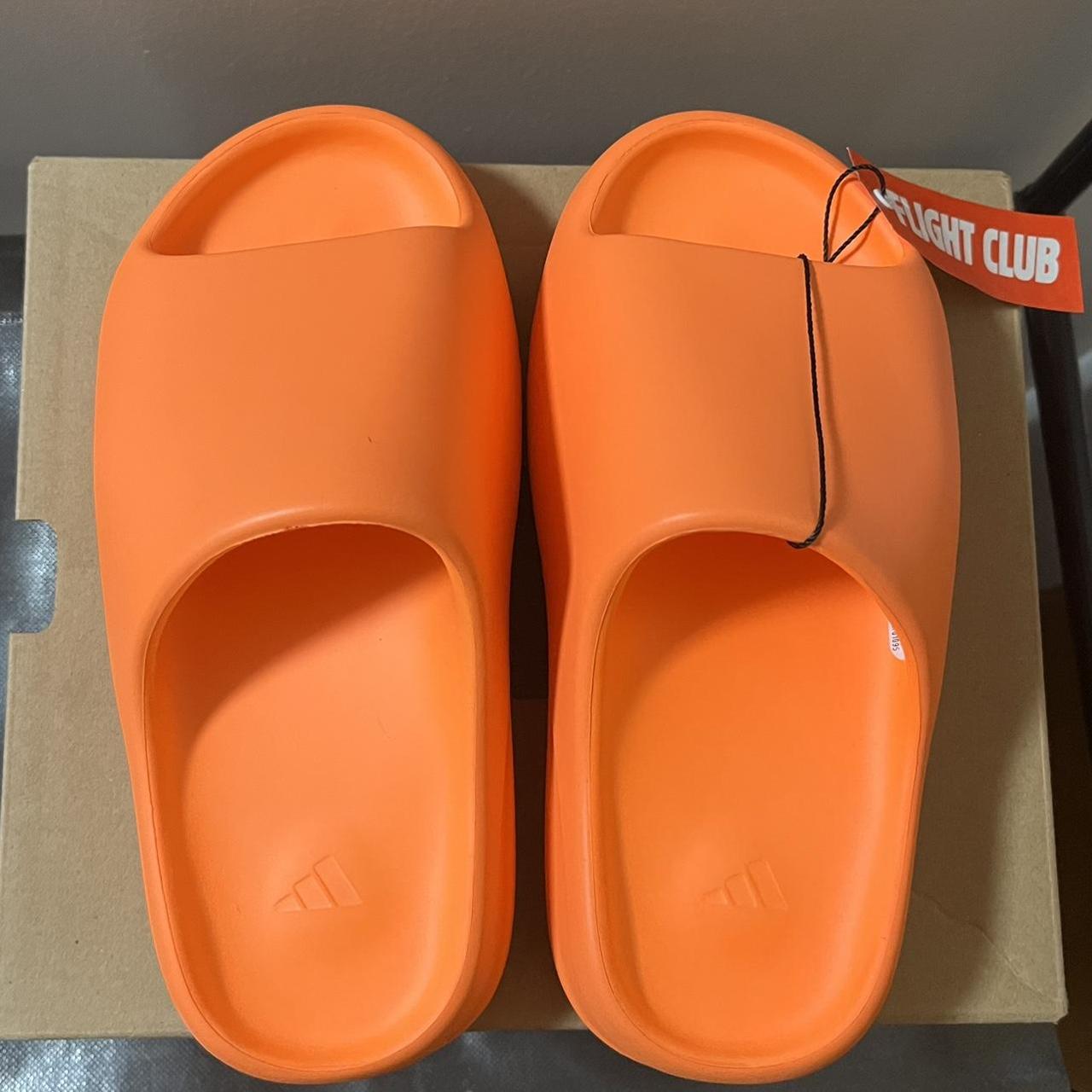 inflamed orange yeezy slides