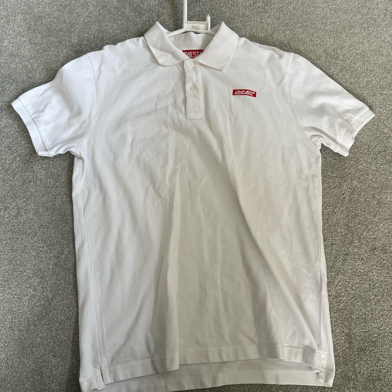 -White diesel polo shirt -nice piece -no flaws... - Depop