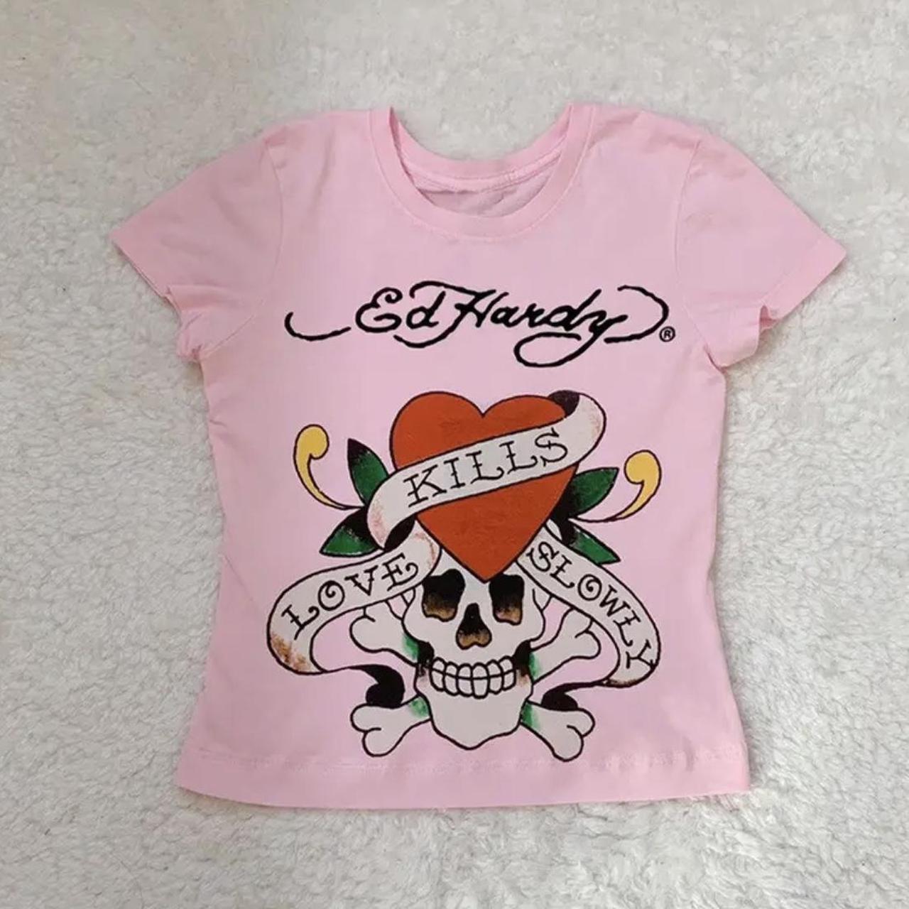 Ed Hardy Baby Tee 🎀 (On Hold) Size:Small ... - Depop