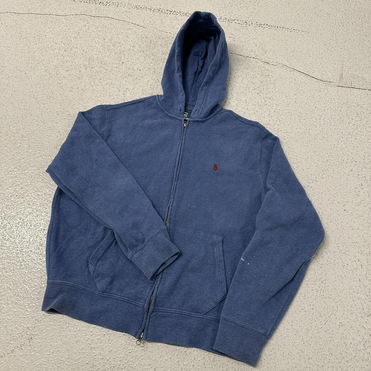 Polo Ralph Lauren zip up hoodie blue large... - Depop