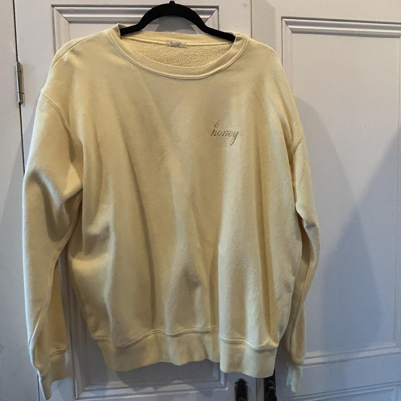 Brandy Melville Sweatshirt with honey writing in gold Depop