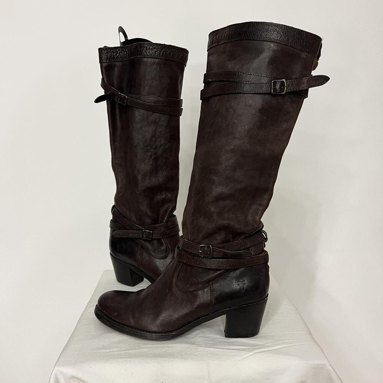 Frye dark brown boots best sale