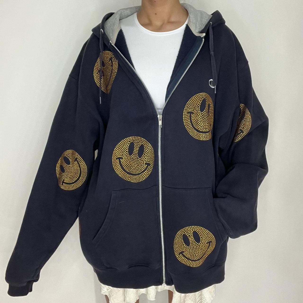 Retrovert Rhinestone Smiley Rhinestone Hoodie Retrovert Rhinestone
