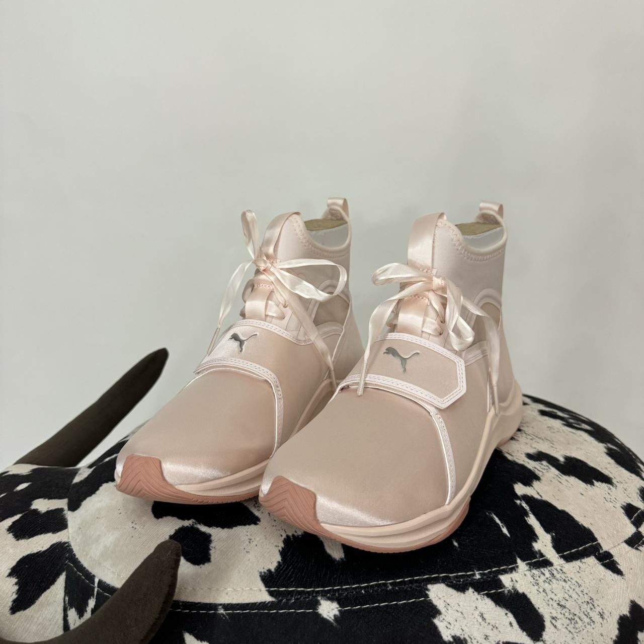 Puma pink satin ballet core sneakers these are. Depop