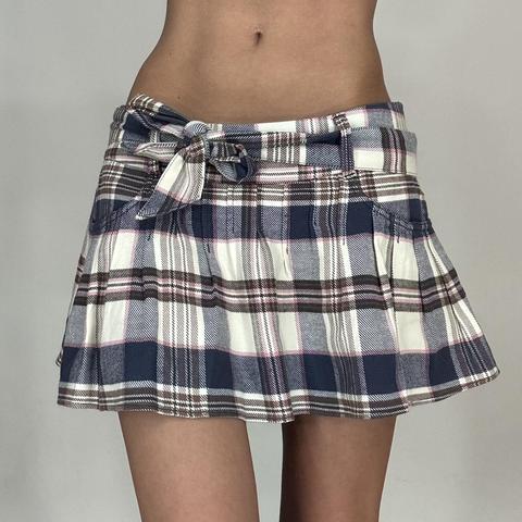 Blue and white striped Hollister mini skirt Depop