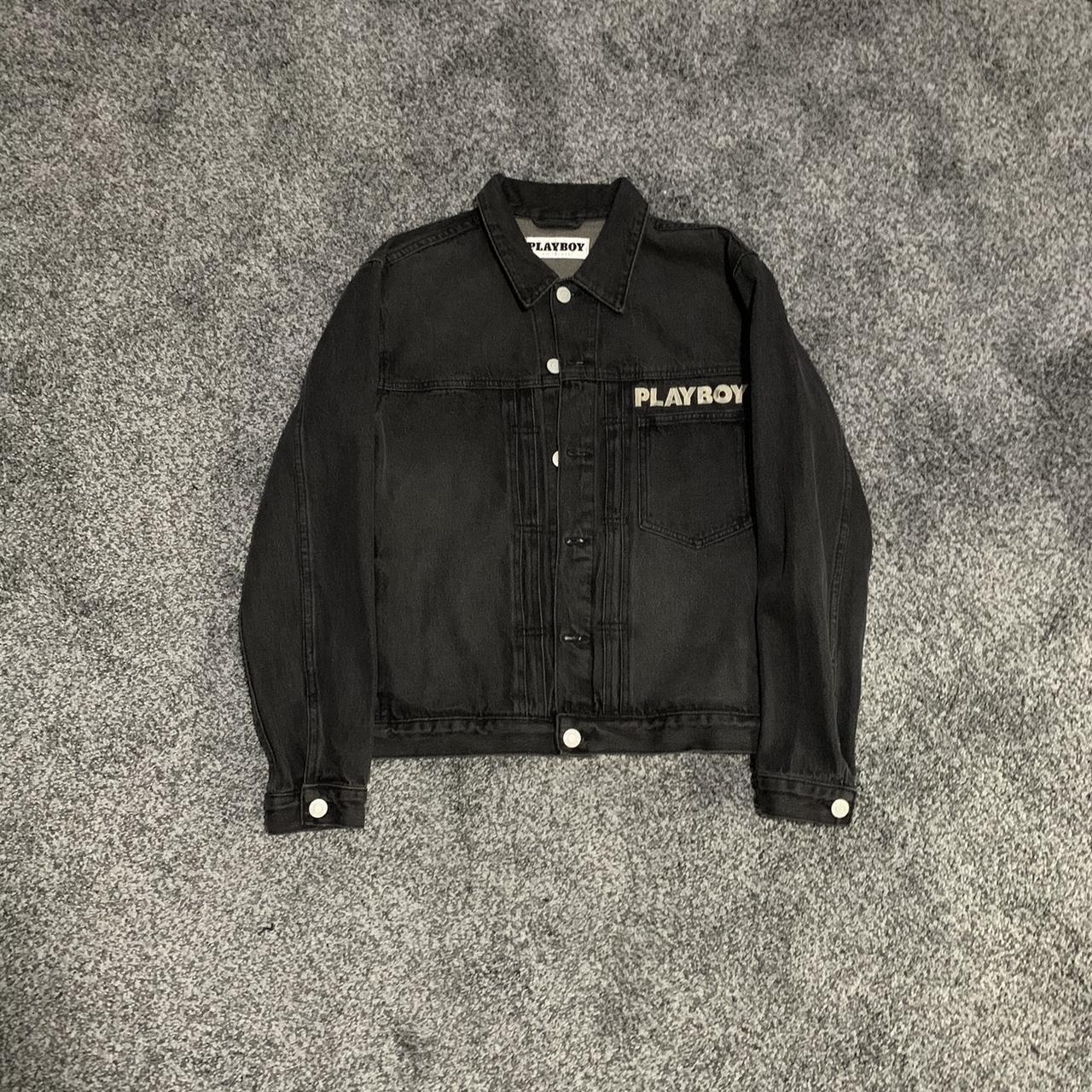 Playboy Denim Jacket Size Medium - Depop