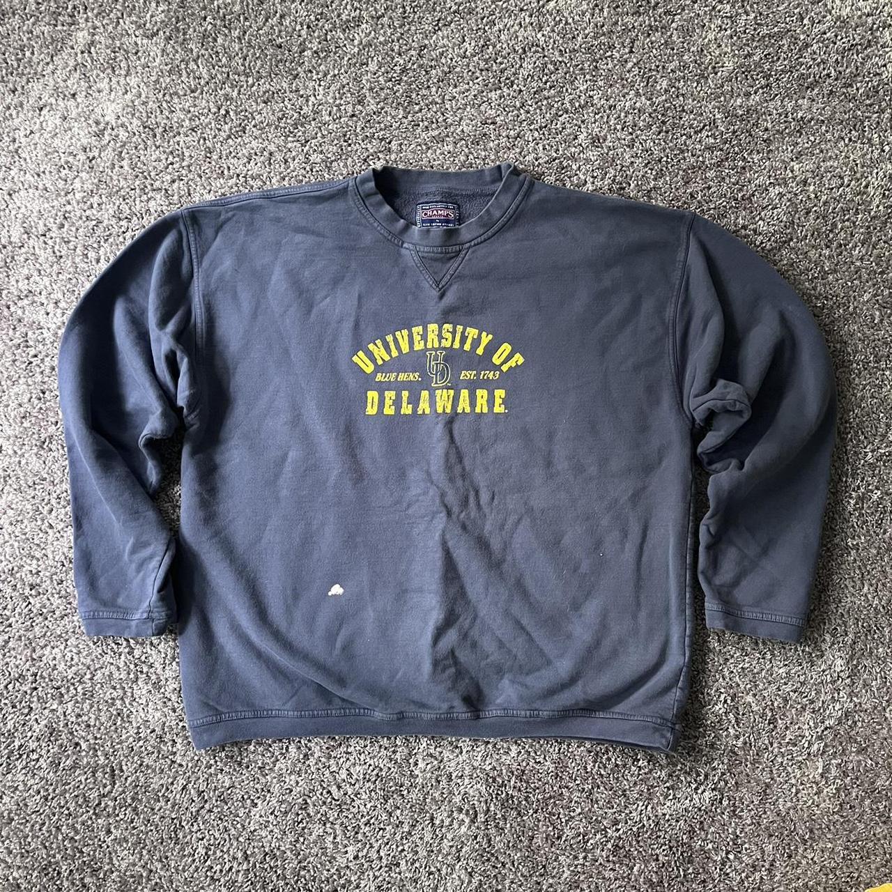 Champs Sports Men's Navy and Yellow Sweatshirt | Depop