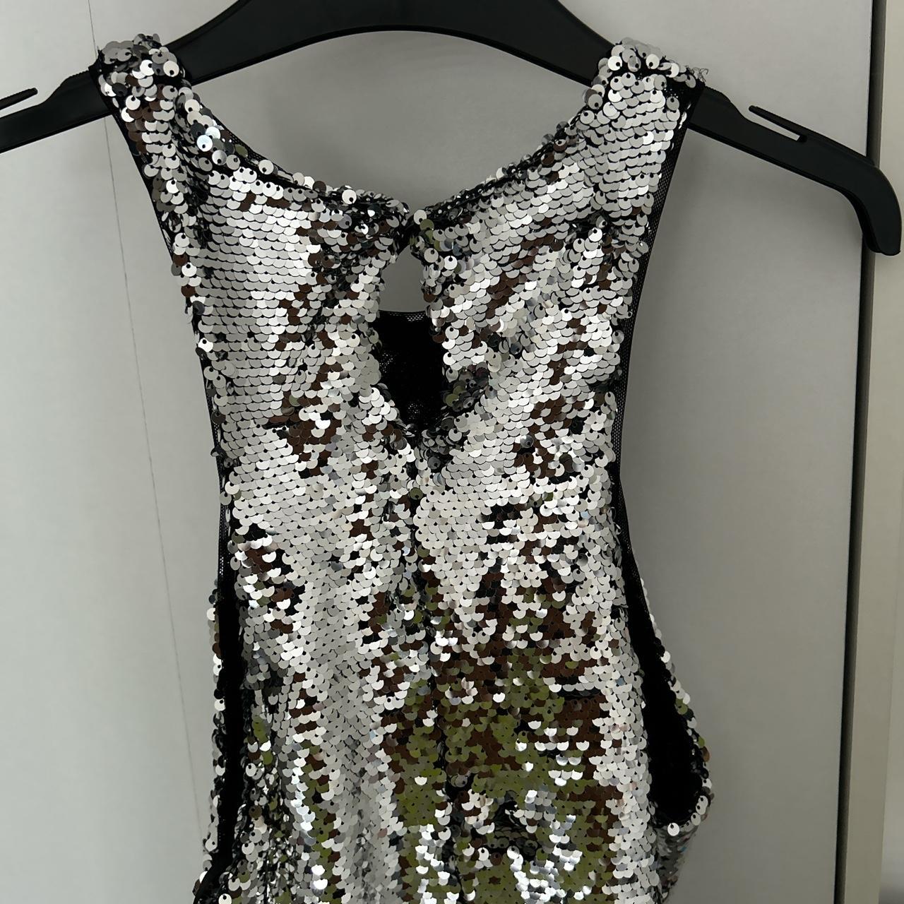 Stradivarius silver sequin crop top. Brand new,... - Depop