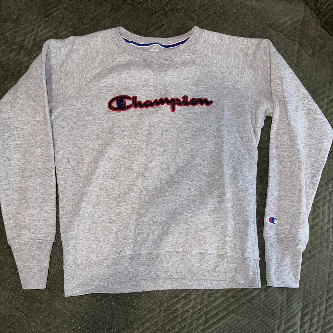 this champion sweatshirt is so cozy and has... - Depop