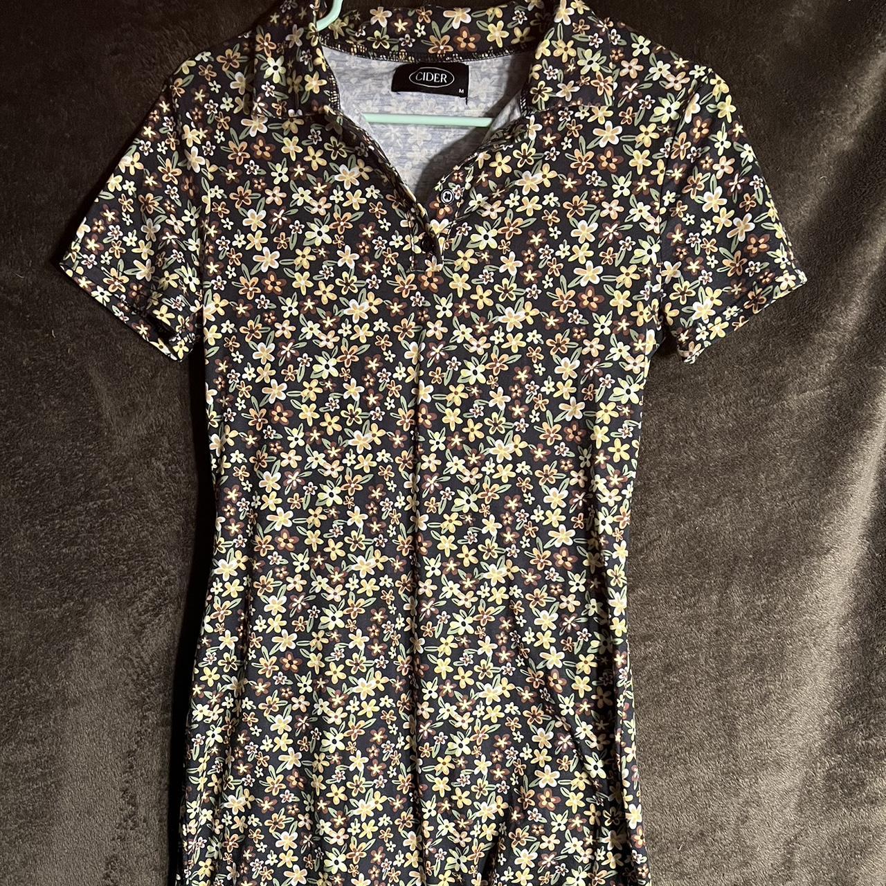 Cider Women's Black and Yellow Dress Depop