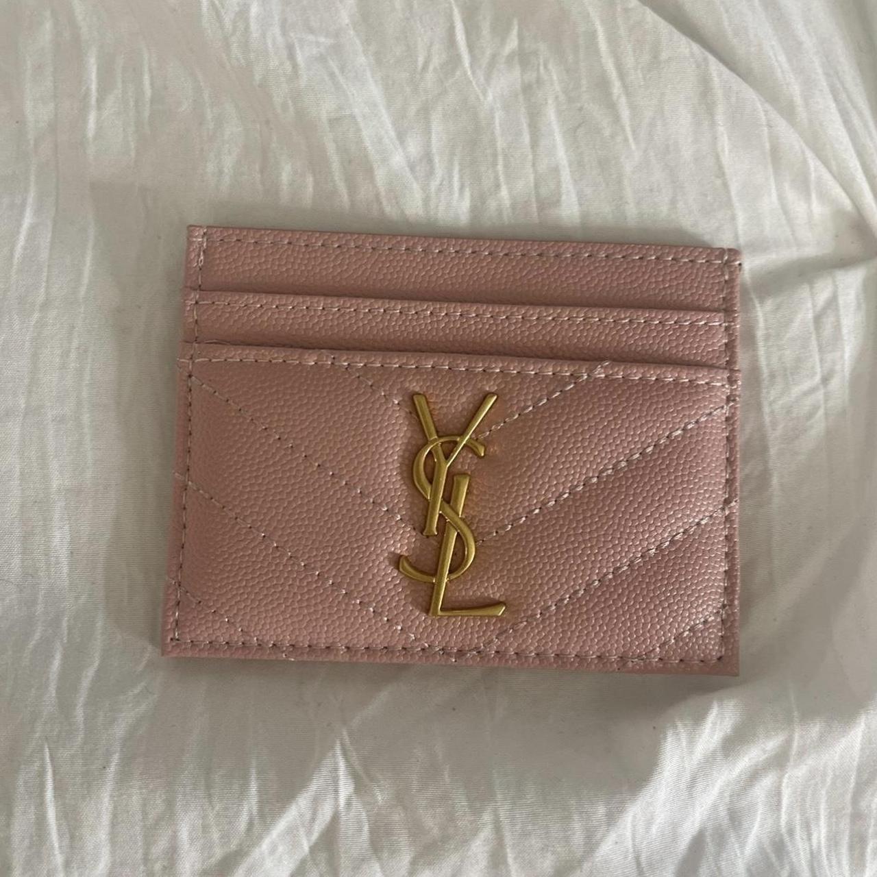 Pink ysl card cheap holder