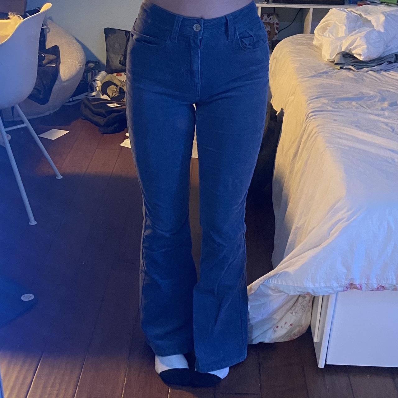 Blue flared corduroy pants Very comfy and cute Depop