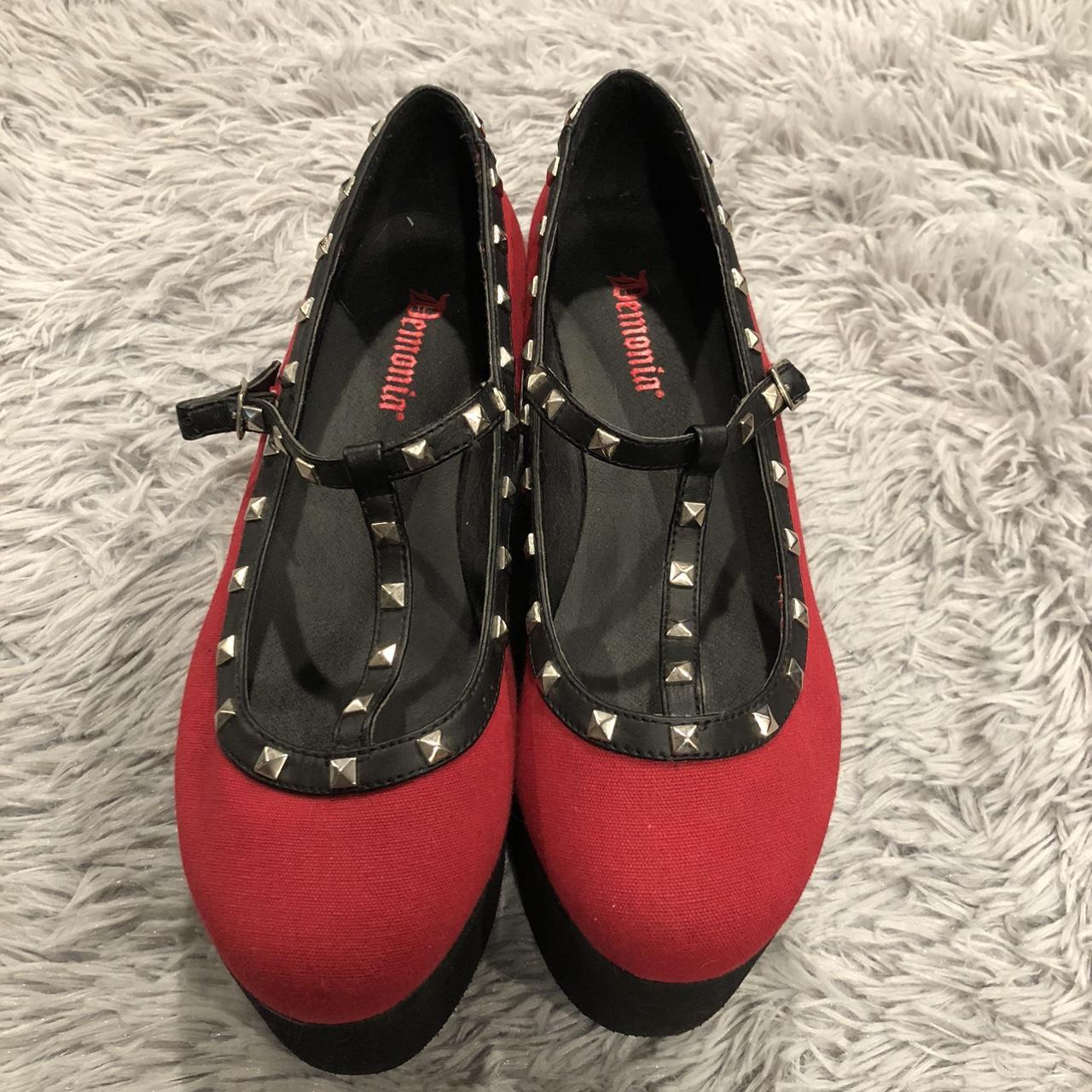 Demonia Women's Red and Black Footwear | Depop