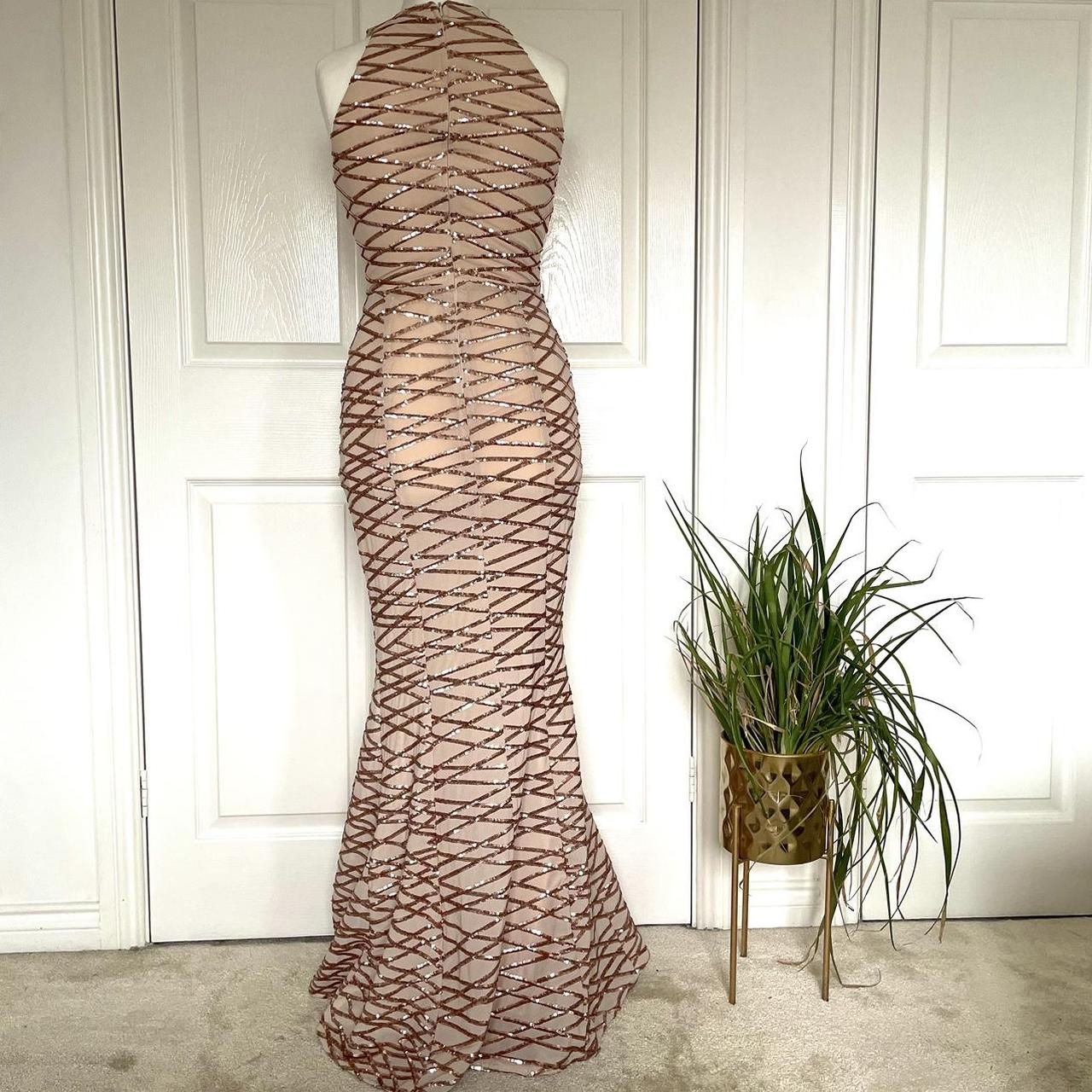 Quiz black and rose shops gold fishtail dress