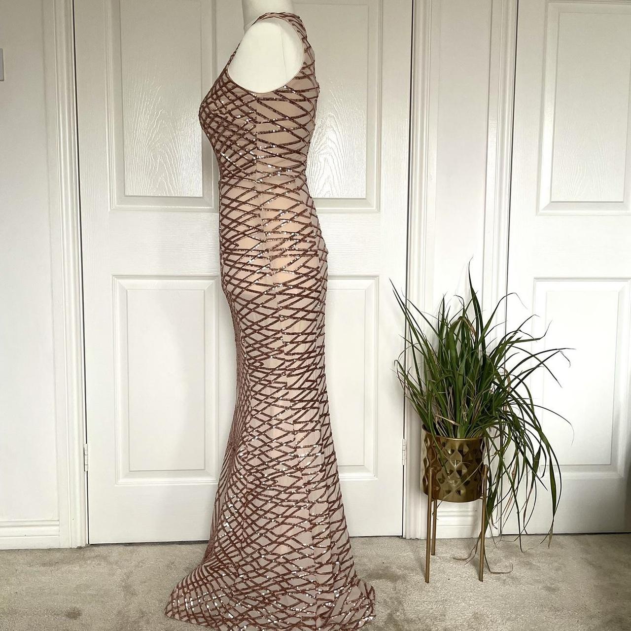 Quiz black and rose gold fishtail dress best sale