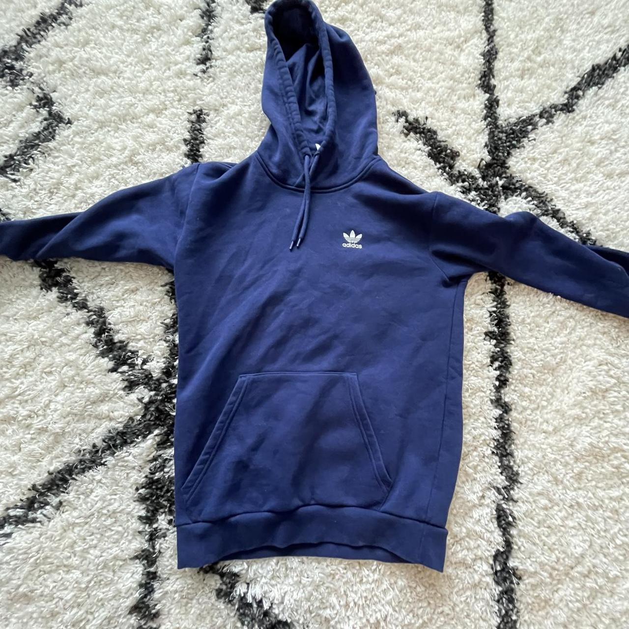 Adidas Originals Men's Blue and White Hoodie | Depop