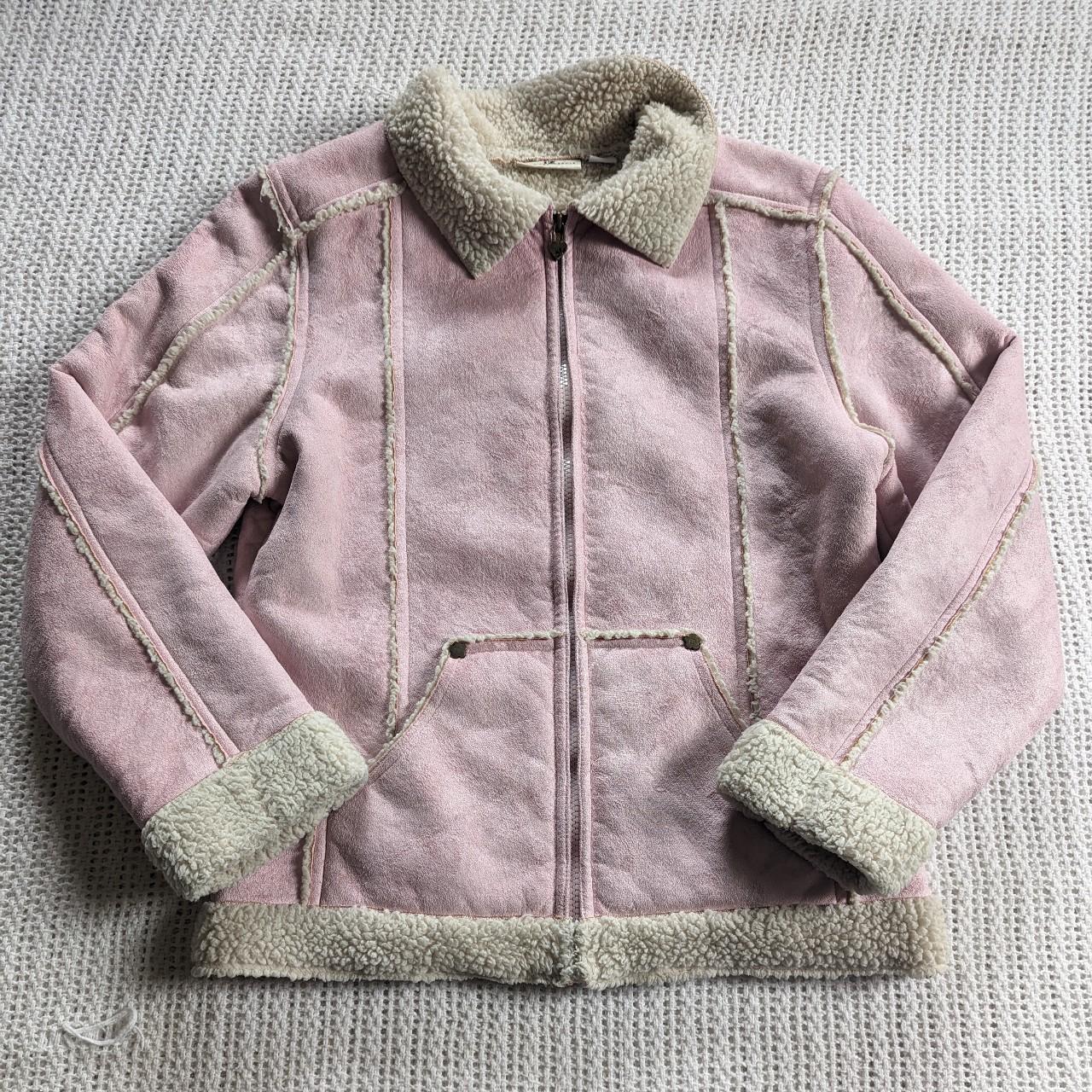 IZ BYER Women's Large Coat Jacket Pastel Pink Faux... - Depop