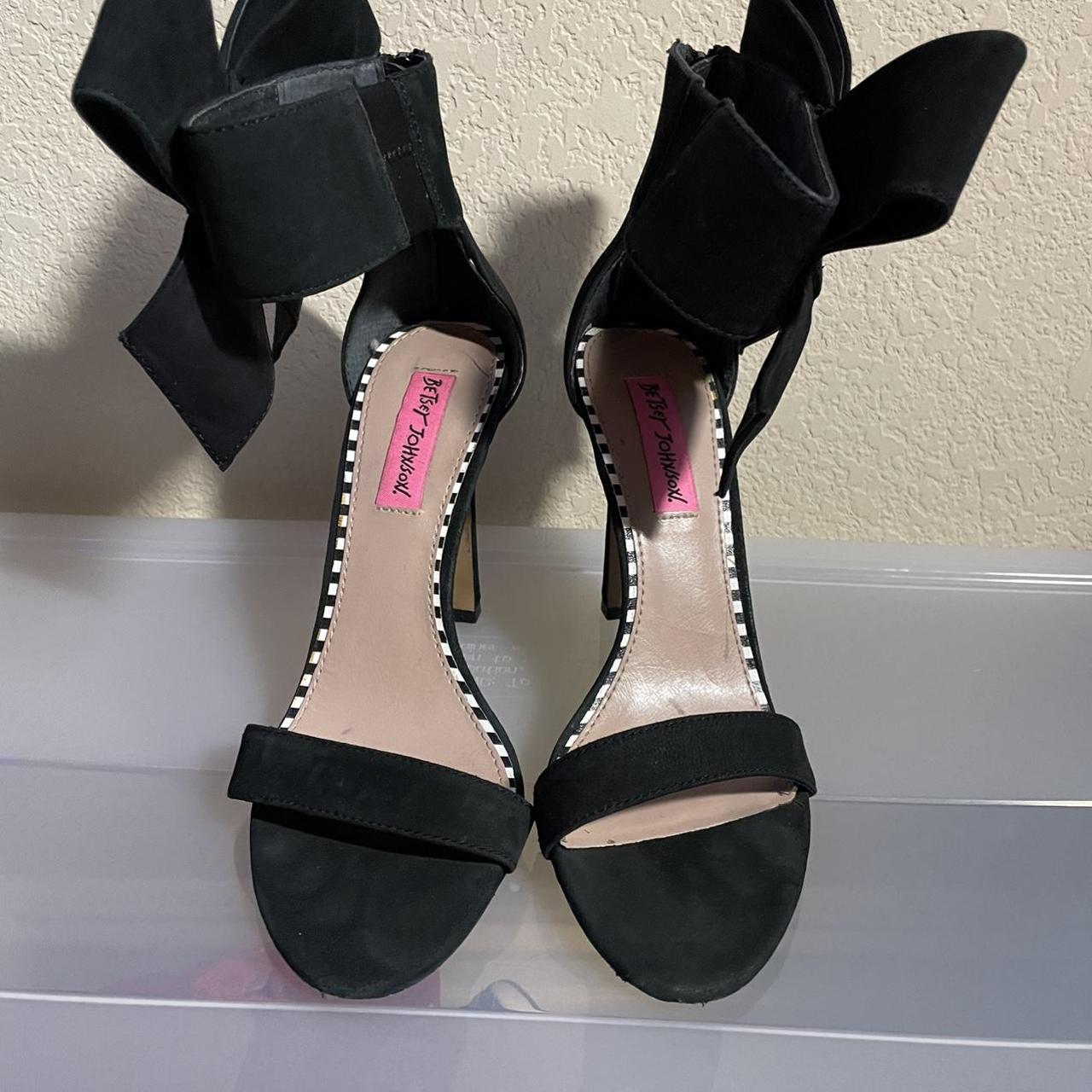 Gorgeous Betsey Johnson suede black high heels. Bow... - Depop